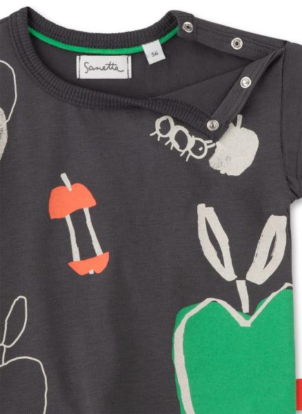 T-Shirt dunkelblau Apfel/Raupe